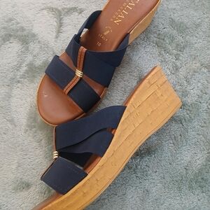 Italian Shoemakers Blue and Brown Wedges